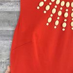 Cynthia Steffe  Sleeveless Mini Shift Dress 10 Beaded Yoke Orange Scallop Hem Photo 2