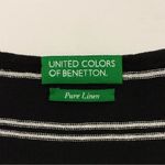 United Colors Of Benetton Linen Striped Top | Navy White | Size S Photo 4