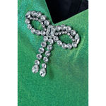 AREA Green Crystal Rhinestone Bow Strappy Cropped Bustier Corset Top Size 10 Photo 4