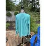 Lands End Aqua Green Cardigan Sweater Sz Large Cotton Lightweight V Photo 1