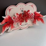 Embroidered Goldfish Hair Clips | Oriental‎ Style Handmade Hairpins Set of 2 new Red Photo 5