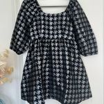 Moon River Square Neck Puffed Sleeve Houndstooth Jaquard Mini Dress Size Small Photo 8