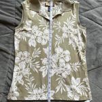 Havana Jack's Cafe Green and White Hawaiian Floral Tank Top Polo Shirt Sz Small Photo 6