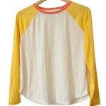 Title Nine  Yellow and White Baseball‎ Long Sleeve Raglan T-Shirt Size Small Photo 0