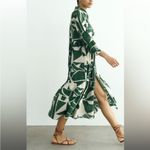 ZARA  green and cream tiered button front maxi dress size small Photo 4