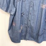 Liz & Me Plus Size 34W 36W Denim Top Fireworks Americana Fourth of July 1464 Blue Photo 2