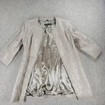 Pamela McCoy Leather‎ Jacket Womens M Cream Silver Animal Print Banded Longline Size M Photo 3