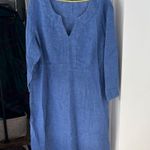 Boden 100% Linen Blue Tunic Shift Midi Dress Size 16 Long Photo 0