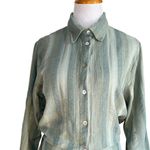 ZARA  Zoe Shirt Dress Sage Green Striped Cotton Linen Blend Tie Front Button‎ XS Photo 3