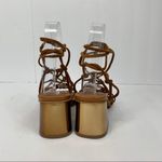 Topshop Suede Lace Wrap Gold Block Heel Sandal Photo 2