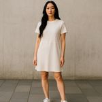 Eileen Fisher  T-Shirt Dress High Low Hem Short Sleeve‎ Stretch White Size Petite Photo 12