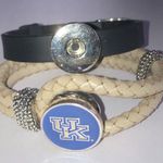 UK Kentucky Wildcats Leather Braided Silicone Interchangeable Snap Bracelets Black Photo 3