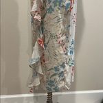 Tularosa  Asymmetrical Floral Dress in Cream and Blue Photo 5