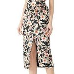 Rebecca Taylor Kamea Floral Faux Wrap Midi Dress size 4 Slit Polka Dots Ruffle Photo 0