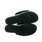 Maui Island Black Faux Fur Platform Wedge Slide Sandals Slippers Cork Footbed 10 Photo 7