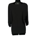 Elie McCarthy Black/Cream Paisley 3/4 Sleeve Faux Buttons‎ Scoop Neck Size L Black Size L Photo 3