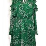 Xhilaration Green Floral Cold Shoulder Chiffon Ruffle Dress Photo 0