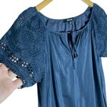 Madewell  Women’s Moontide Silk Blend Navy Blue Embroidered Mini Dress Photo 3