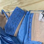 NWT Cinq à Sept 100% Silk Eliza Asymmetric Hem Strapless Satin Cocktail Dress 8 Blue Photo 4