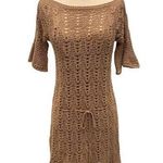American Vintage Crochet Knit Short Sleeve Mini Dress Beach Cover Up Photo 0
