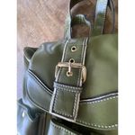 Backpack Mini Women’s Green Simulated Leather Gold Fittings Great Condition Green Photo 4
