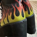 Hot Topic Flames Fire Platform Shoes Black Yellow Red 10 Goth Chunky Photo 10