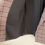 Amour Vert Pipa Wool Plaid Single Button Blazer Brown and Teal Plaid Size Medium Photo 5