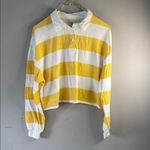 SO  Yellow and White Polo Collar Crop Top Photo 1