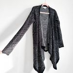 Kaisely Black White Aztec Western Print Draped Open Cardigan Sweater sz Small Photo 1