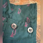 Vintage Jarrod’s Rayon Equestrian Print Button Down Shirt Green Blouse size 14 Photo 5