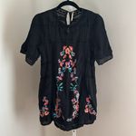 Free People  Perfectly Victorian Black Embroidered Short Sleeve Shirt Dress Small Photo 4