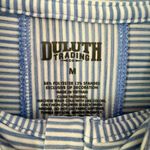 Duluth Trading Co. Dress Tunic Jacket Women’s Medium Blue White Stripe Full Zip Photo 4