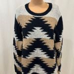 Treasure & Bond  Geometric Chevron Crewneck Pullover Cozy Sweater Photo 0
