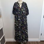 Mii Collection S Small Maxi Dress Dark Floral Tiered Academia Boho Oversized Black Photo 1