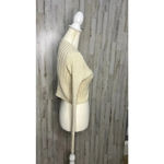 Nasty Gal Ivory Ribbed Cropped Cardigan Sweater V-Neck Button-Up Women's Small Photo 1