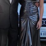 Metallic Grey Prom Dress Gray Size 4 Photo 2