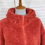 PINK - Victoria's Secret Pink Victoria’s Secret Funnel Neck Cropped Teddy Hoodie Jacket Rust Orange Small Photo 4