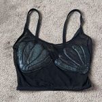 J. Valentine Iridescent Shell Sheer Mesh Crop Top Cami SIZE M/L Black Size M Photo 0