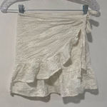 Princess Polly  White Eyelet Ruffle Wrap Mini Skirt | Size 0 Photo 0