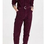 Ba&sh Darius Corduroy Long Sleeves Belted Bordeaux Burgundy Jumpsuit Size Medium Photo 0