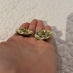 Women Black and gold circle with flower earrings super light not heavy party Photo 2