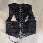 Dolls Kill  Black Velvet Lace-Up Vest Photo 2