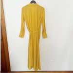 Lattelier Yellow Wrap Dress Tie Waist Maxi Length Unlined Long sleeves Small Photo 4