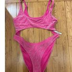SKIMS  Size 4x Magenta Pink Glitter Sparkle Swimsuit Sexy Cut Out Monokini NWT Photo 2