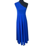 Ralph Lauren POLO M Dress One Shoulder Long Crepe Blue Evening Minimalist Photo 5