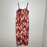 A New Day Babydoll Smocked Dress Modi's Floral Lagenlook Red Thin Spaghetti Strap Beach Photo 7