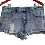 Free People Runaway Jillian Cut Off Button Fly Raw Hem Jean Shorts Size W 28 Photo 0