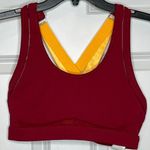 Fabletics  NEW Medium Belle High Impact Sports Bra Red Yellow Strappy Photo 2