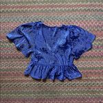 Urban Outfitters  RIBBED PURPLE VELVET RUFFLE HEM TOP Photo 4