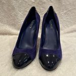 Ralph Lauren Rafita Blue Suede Block Heels sz 8.5 Photo 3